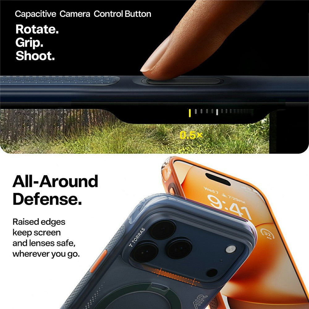 TORRAS Ostand Q3 Air Series Hülle für iPhone 17 Pro Max mit MagSafe Ständer, stoßfest PC+TPU