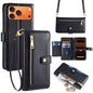 For iPhone 17 Pro Max Leather Case Zipper Pocket Wallet Phone Cover with 2 Straps