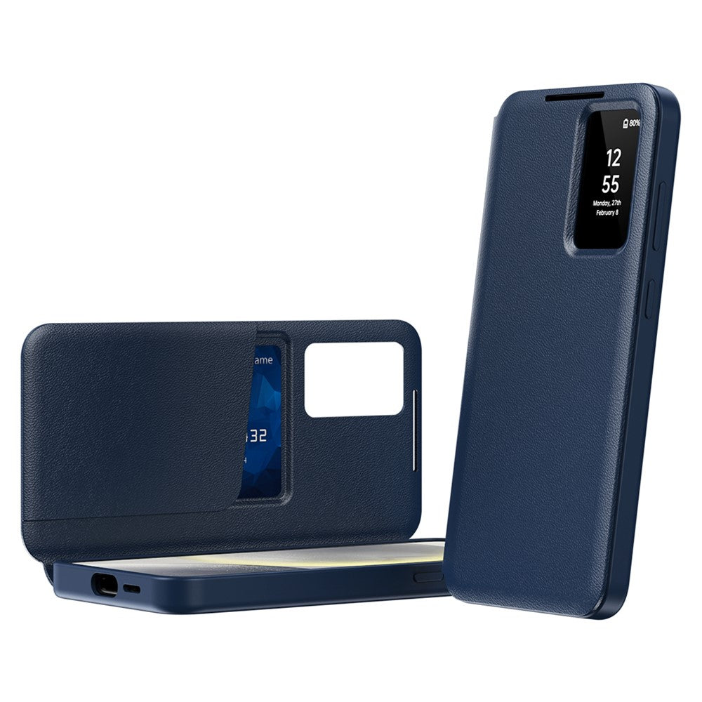 Hülle für Samsung Galaxy S25 FE mit Kartenfach, Smart View Fenster, Leder