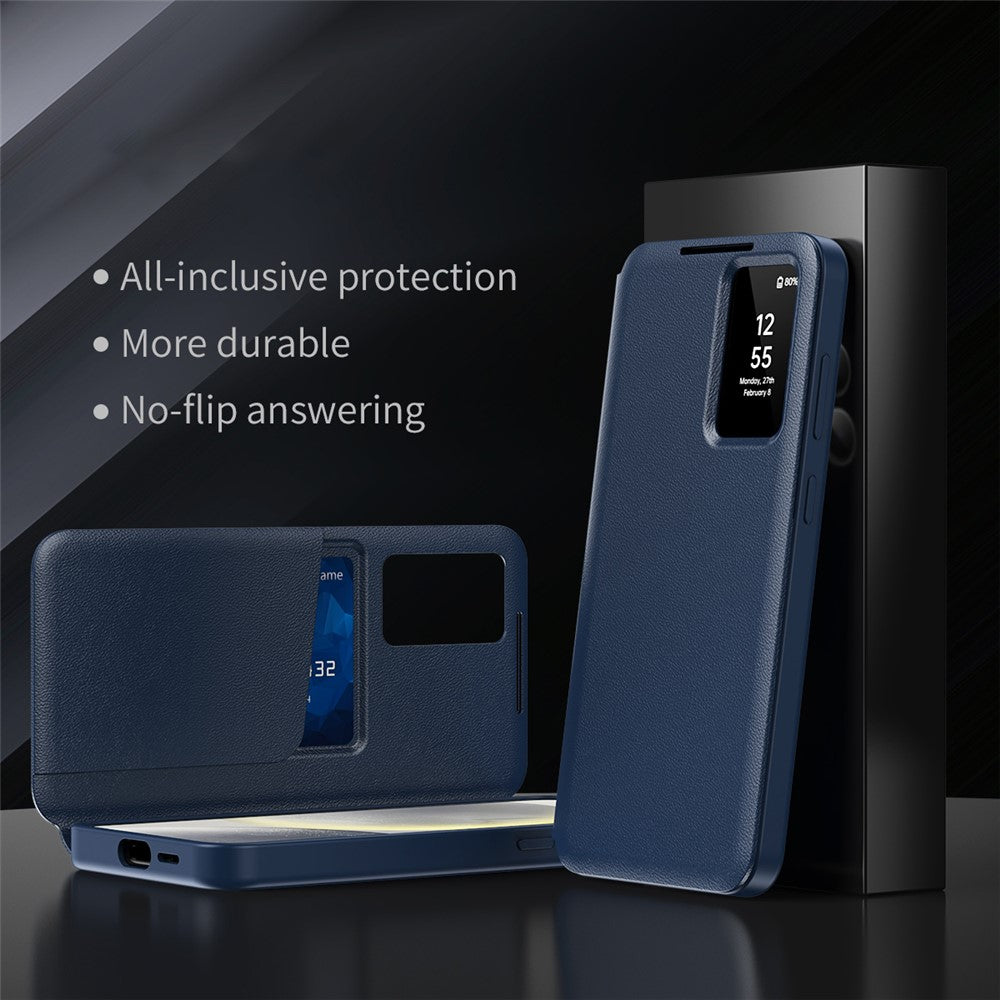 Hülle für Samsung Galaxy S25 FE mit Kartenfach, Smart View Fenster, Leder