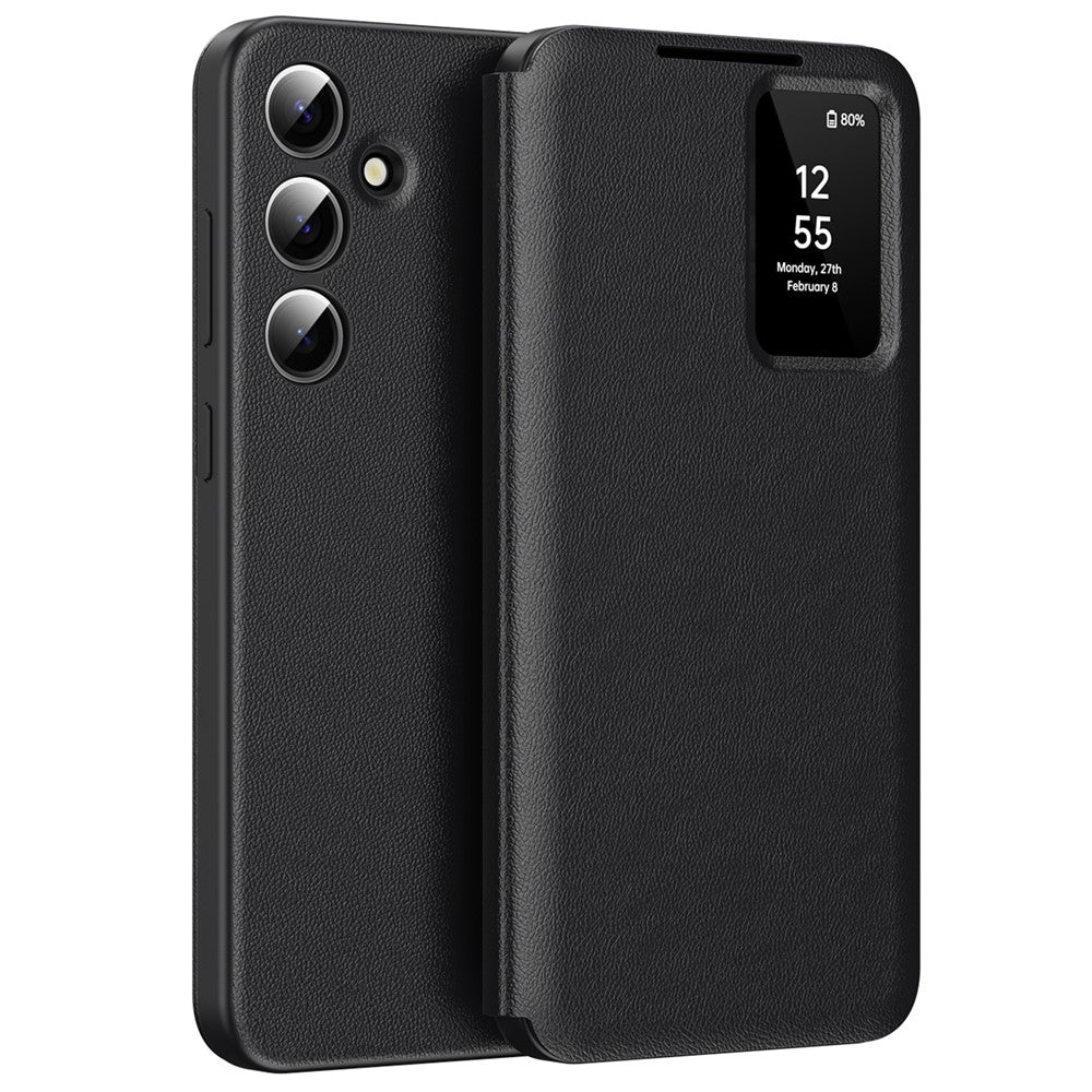 Hülle für Samsung Galaxy S25 FE mit Kartenfach, Smart View Fenster, Leder