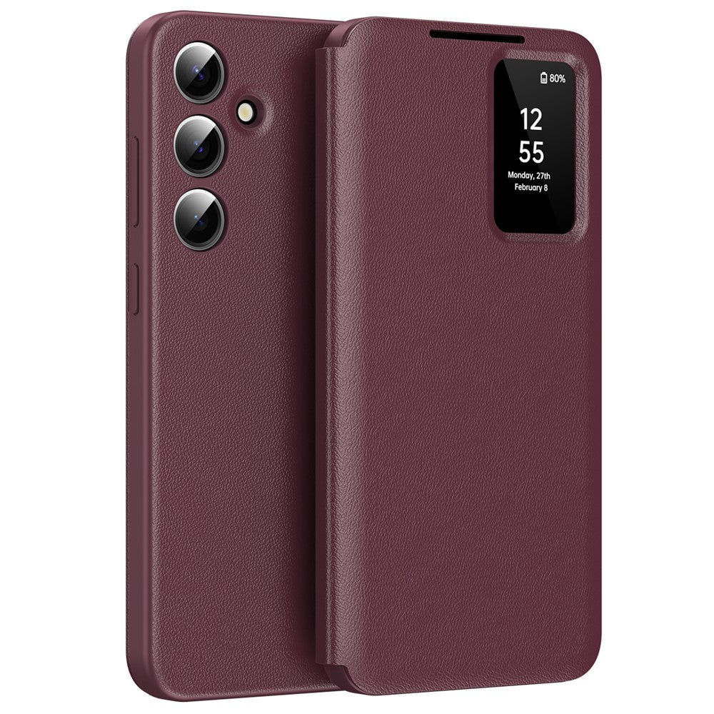 Hülle für Samsung Galaxy S25 FE mit Kartenfach, Smart View Fenster, Leder