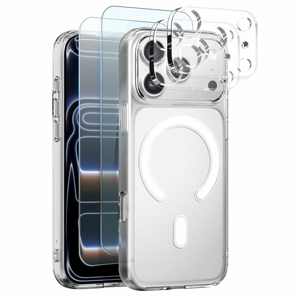 NORTHJO 5 in 1 Set for iPhone 17 Pro Magnetic Case PC + TPU Phone Cover with 2 Front Screen Protector + 2 Lens Film