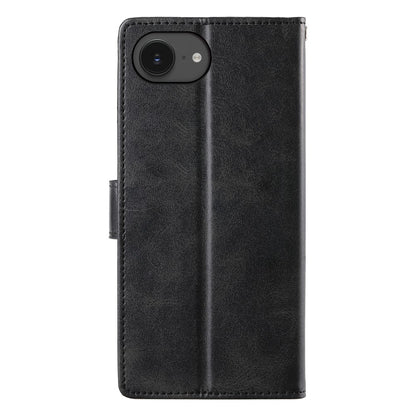 For iPhone 17e / 16e Case Stand Wallet Calf Texture PU Leather Flip Phone Cover with Wrist Strap