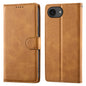 For iPhone 17e / 16e Case Stand Wallet Calf Texture PU Leather Flip Phone Cover with Wrist Strap