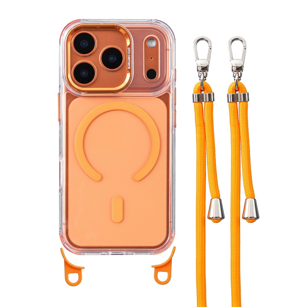 For iPhone 18 Pro / 17 Pro Clear Case Compatible with MagSafe Shockproof PC+TPU Phone Cover with 150cm Long Lanyard