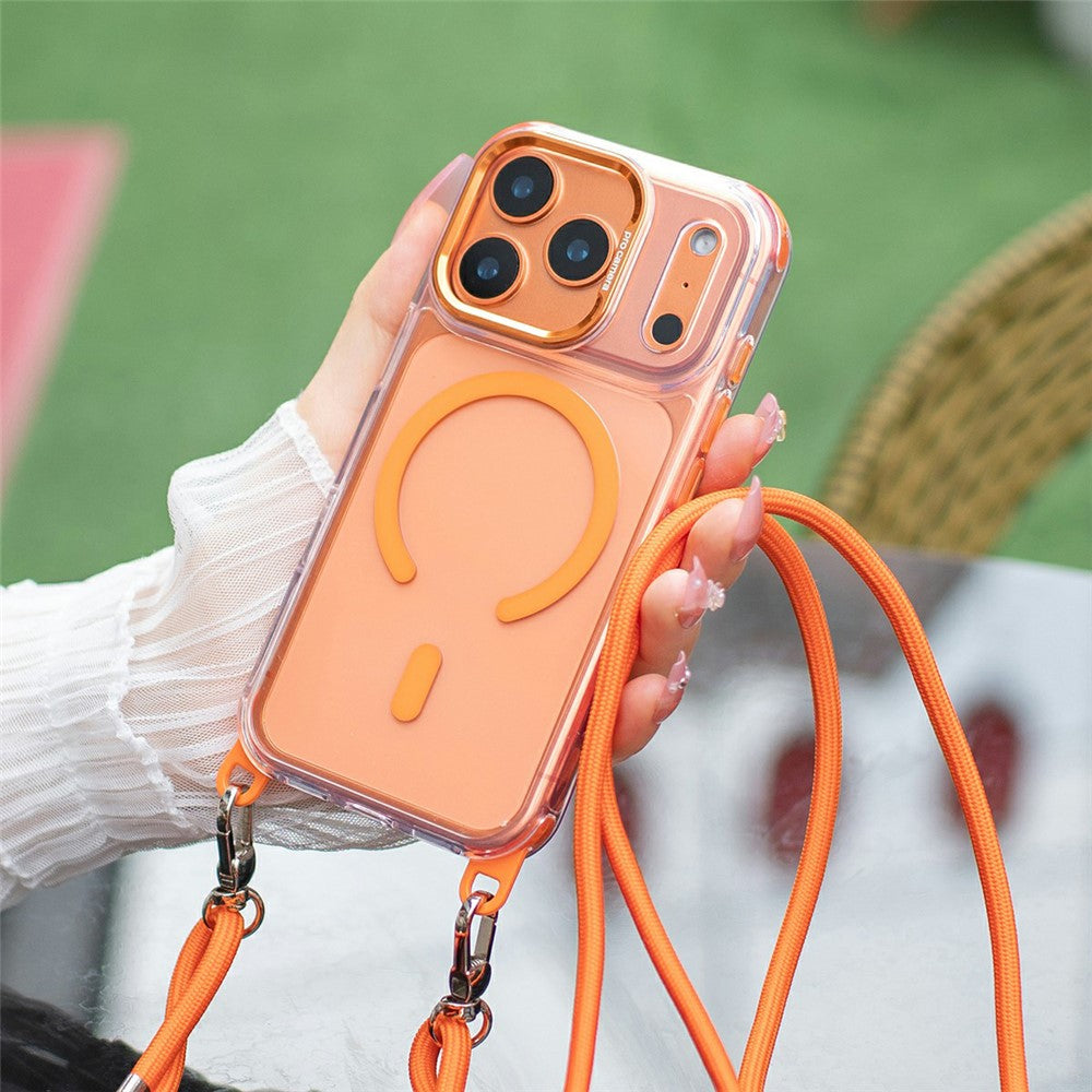 For iPhone 18 Pro / 17 Pro Clear Case Compatible with MagSafe Shockproof PC+TPU Phone Cover with 150cm Long Lanyard