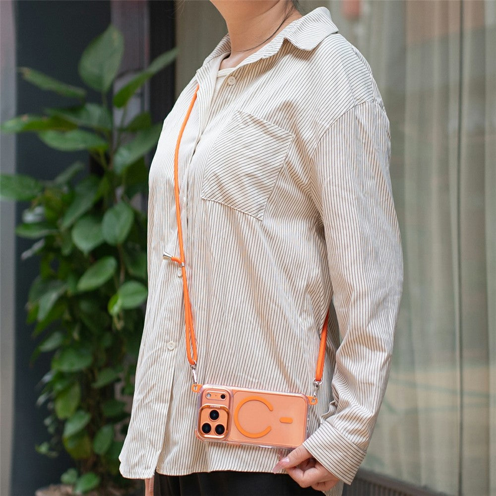 For iPhone 18 Pro / 17 Pro Clear Case Compatible with MagSafe Shockproof PC+TPU Phone Cover with 150cm Long Lanyard