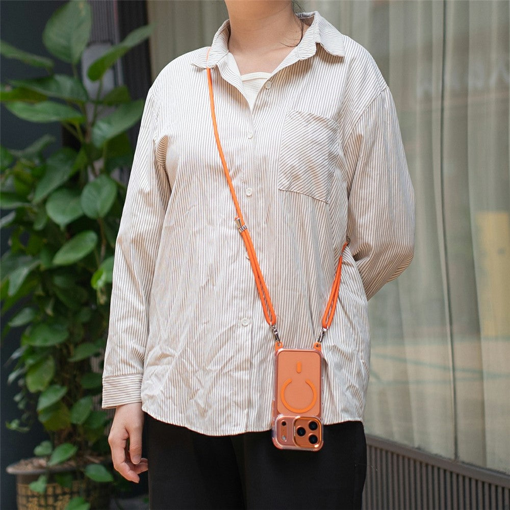 For iPhone 18 Pro / 17 Pro Clear Case Compatible with MagSafe Shockproof PC+TPU Phone Cover with 150cm Long Lanyard