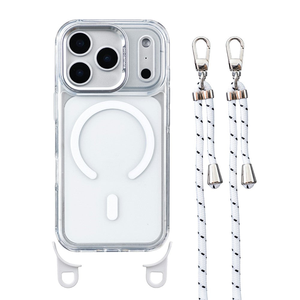 For iPhone 18 Pro / 17 Pro Clear Case Compatible with MagSafe Shockproof PC+TPU Phone Cover with 150cm Long Lanyard