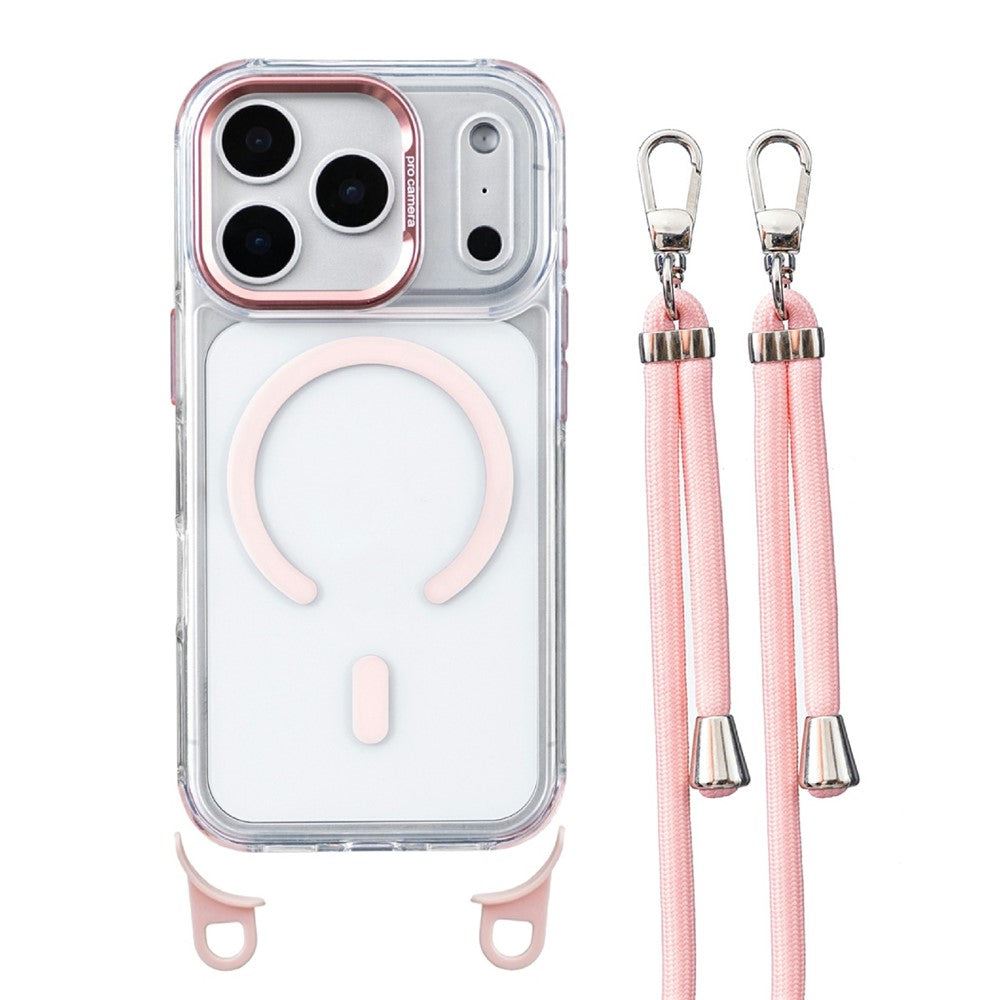 For iPhone 18 Pro / 17 Pro Clear Case Compatible with MagSafe Shockproof PC+TPU Phone Cover with 150cm Long Lanyard