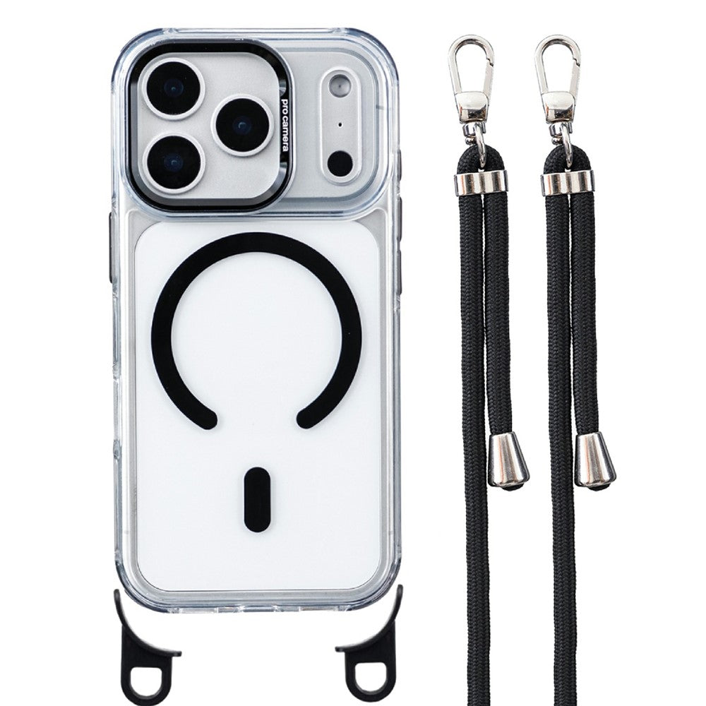 For iPhone 18 Pro / 17 Pro Clear Case Compatible with MagSafe Shockproof PC+TPU Phone Cover with 150cm Long Lanyard