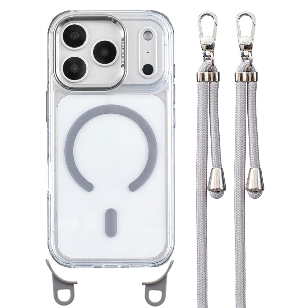 For iPhone 18 Pro / 17 Pro Clear Case Compatible with MagSafe Shockproof PC+TPU Phone Cover with 150cm Long Lanyard