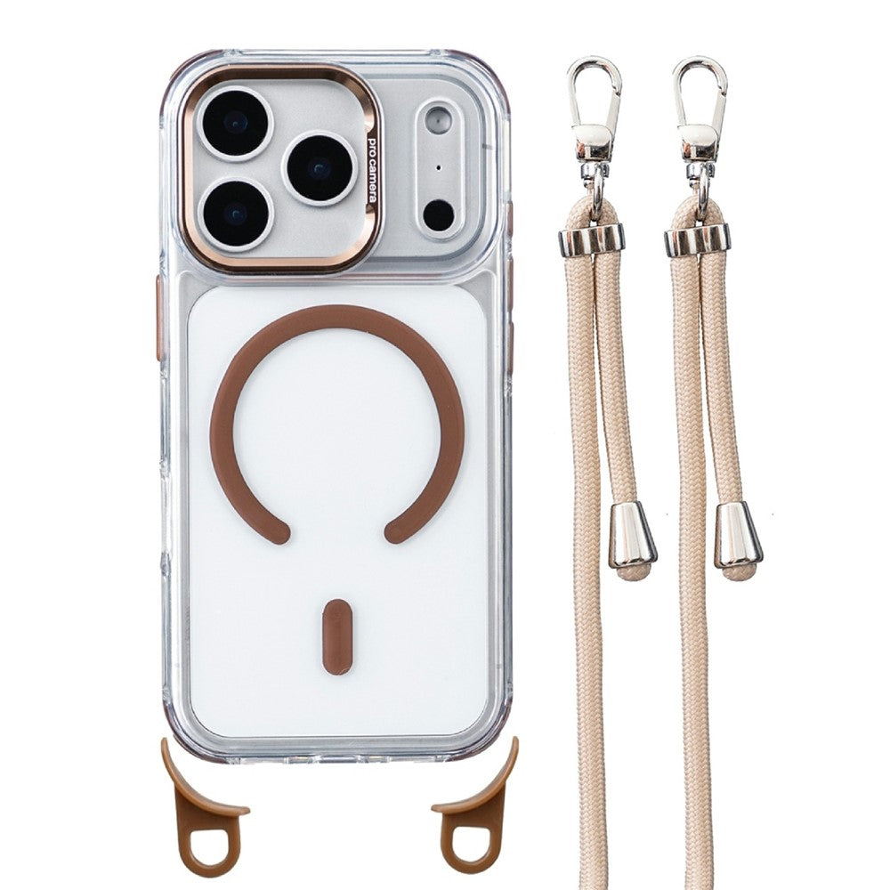 For iPhone 18 Pro / 17 Pro Clear Case Compatible with MagSafe Shockproof PC+TPU Phone Cover with 150cm Long Lanyard