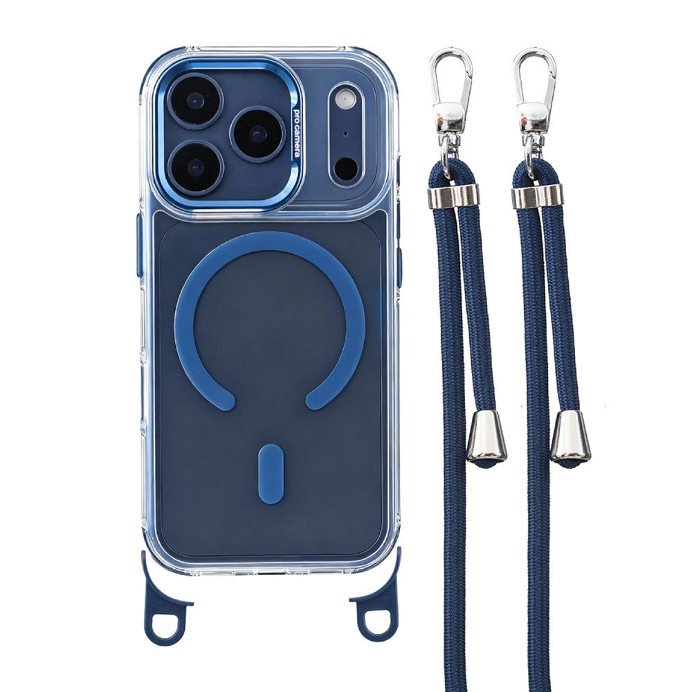 For iPhone 18 Pro / 17 Pro Clear Case Compatible with MagSafe Shockproof PC+TPU Phone Cover with 150cm Long Lanyard