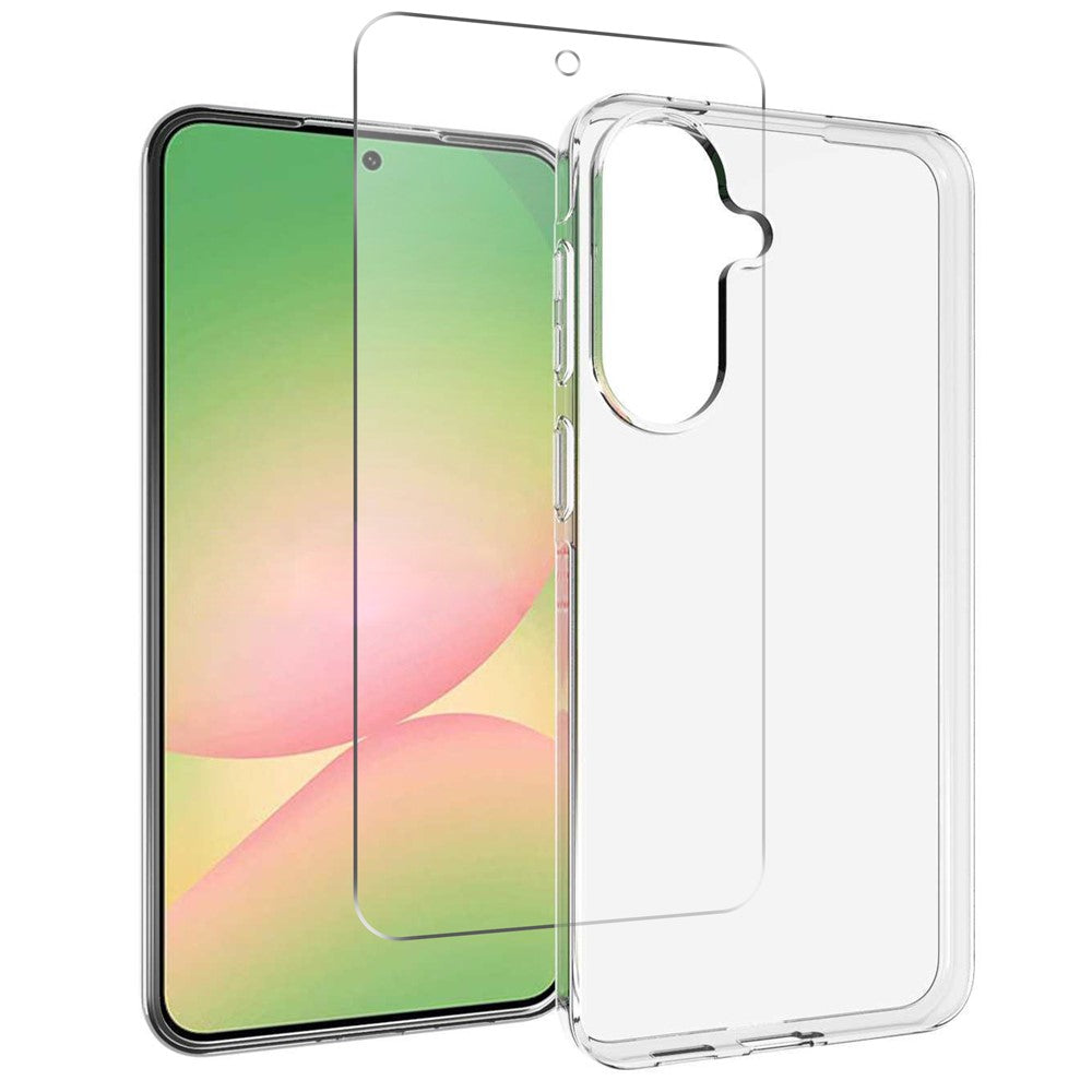 For Samsung Galaxy A57 5G Clear TPU Anti-Scratch Phone Case + 2.5D Arc Edge Screen Protector