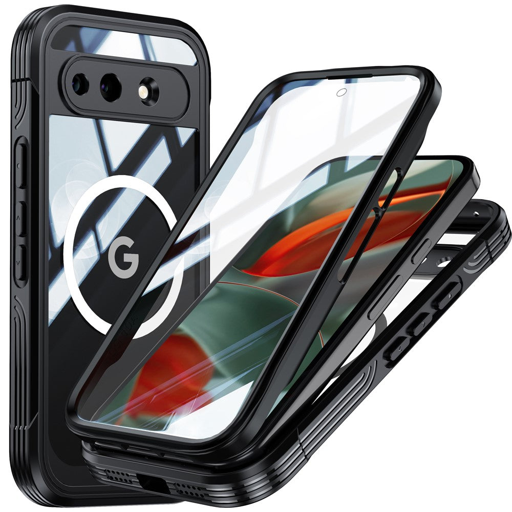 For Google Pixel 10a Magnetic Case PC + TPU Phone Cover with Tempered Glass Screen Film