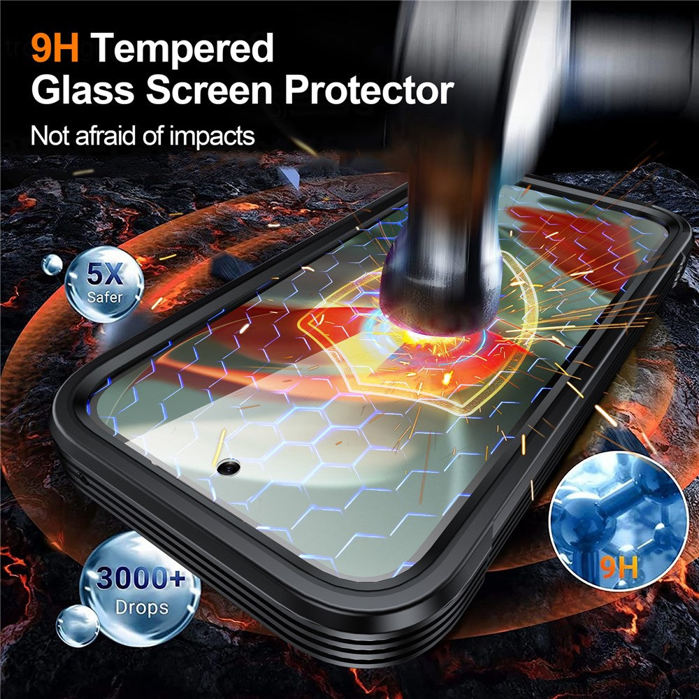 For Google Pixel 10a Magnetic Case PC + TPU Phone Cover with Tempered Glass Screen Film