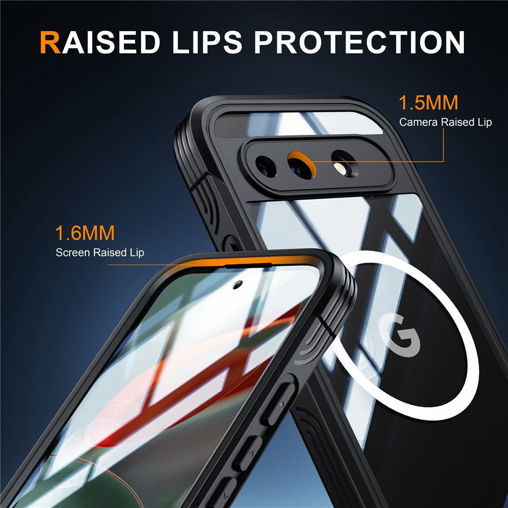 For Google Pixel 10a Magnetic Case PC + TPU Phone Cover with Tempered Glass Screen Film