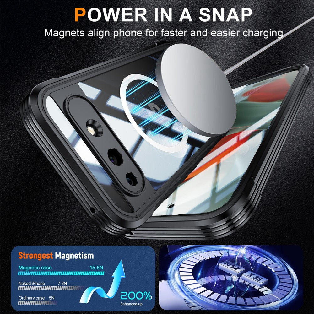For Google Pixel 10a Magnetic Case PC + TPU Phone Cover with Tempered Glass Screen Film