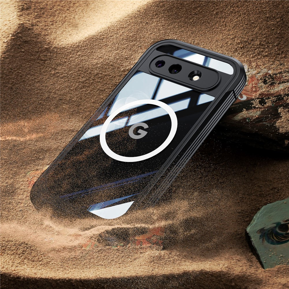 For Google Pixel 10a Magnetic Case PC + TPU Phone Cover with Tempered Glass Screen Film