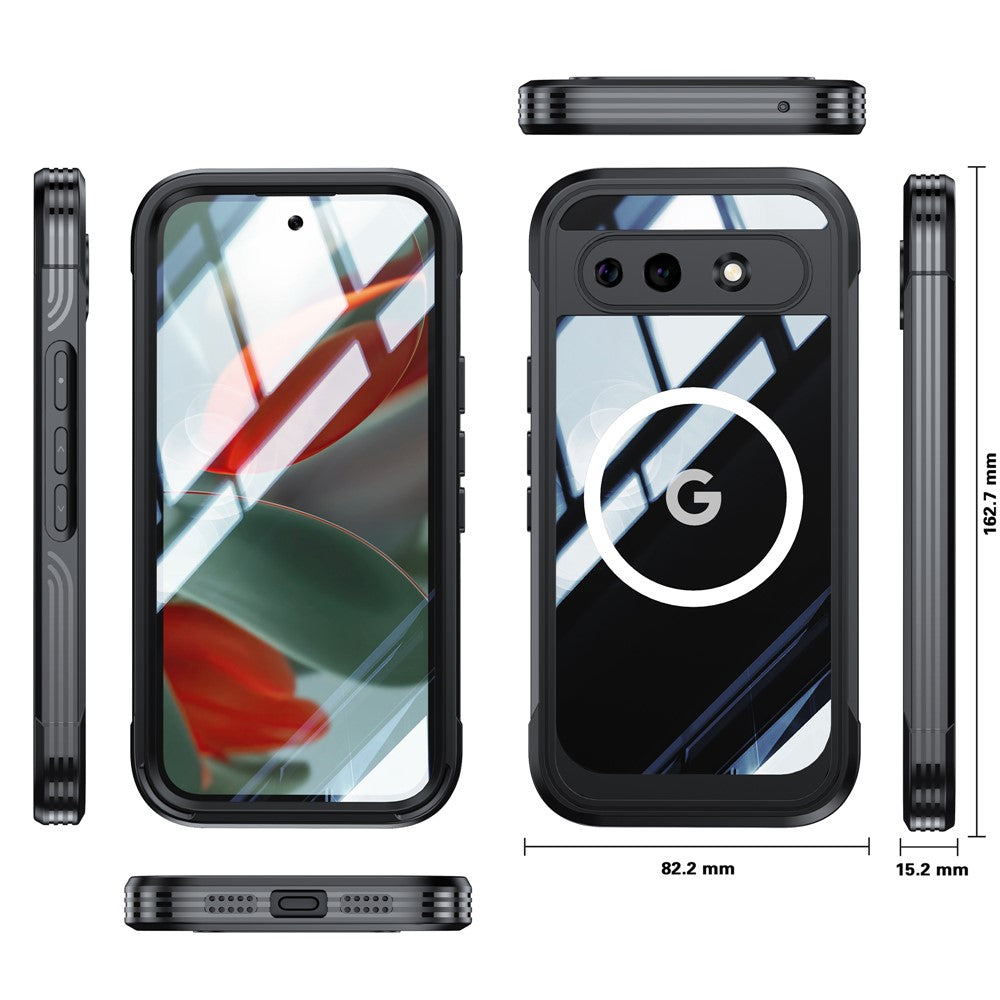 For Google Pixel 10a Magnetic Case PC + TPU Phone Cover with Tempered Glass Screen Film