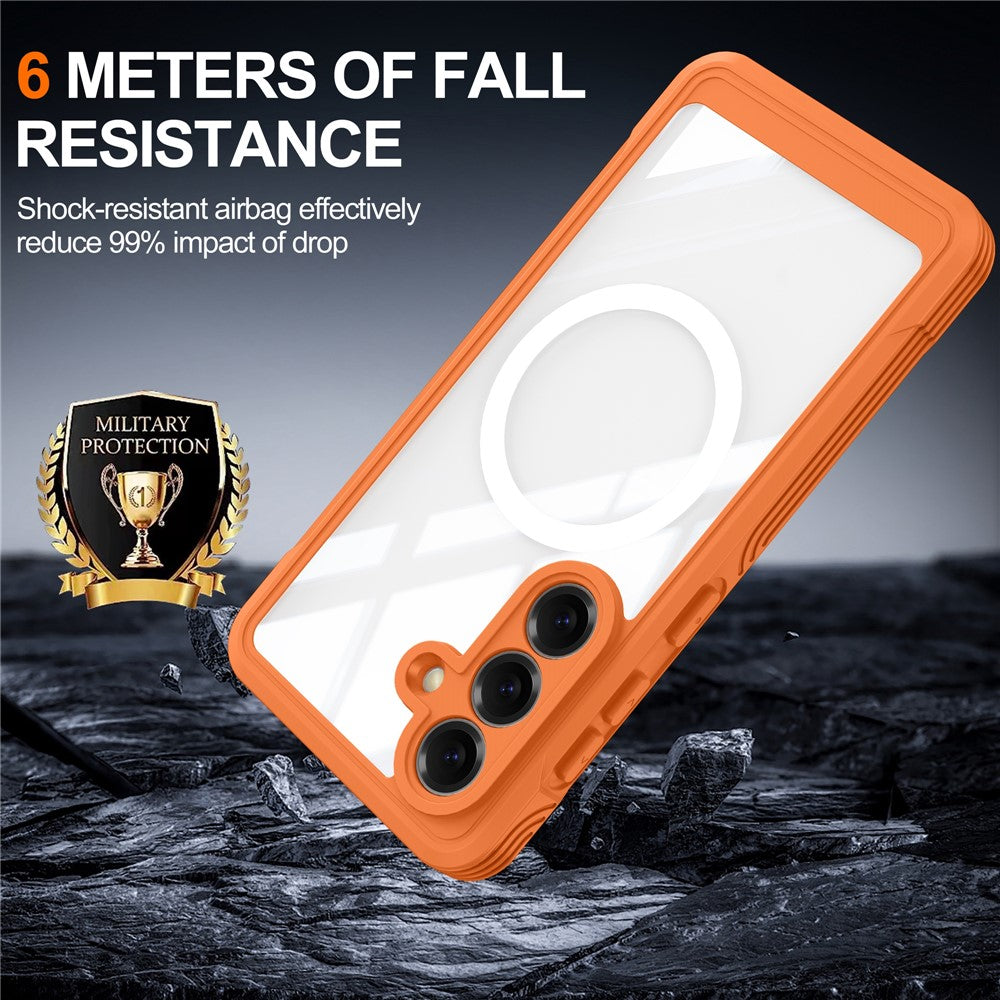 For Samsung Galaxy S26 Magnetic Case PC + TPU Phone Cover with Tempered Glass Screen Film