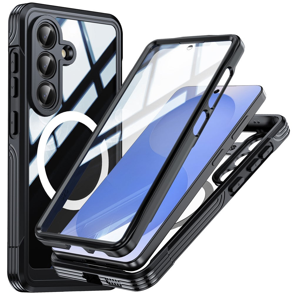 For Samsung Galaxy S26 Magnetic Case PC + TPU Phone Cover with Tempered Glass Screen Film