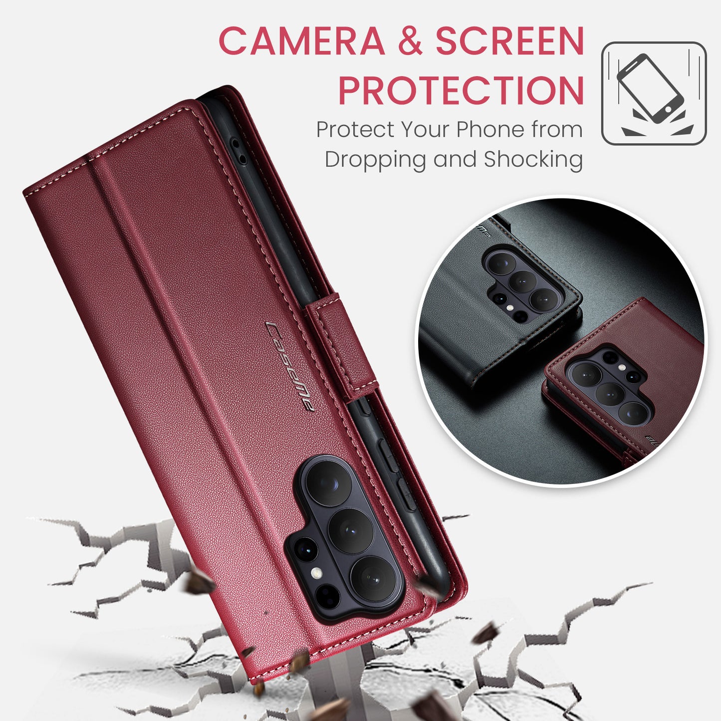 CASEME For Samsung Galaxy S26 Ultra Case  023 Series RFID Blocking Glossy Stand Phone Cover