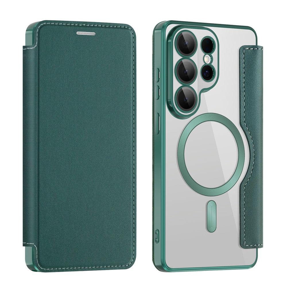 Magnetische Hülle für Samsung Galaxy S26 Ultra mit Kartenfach, RFID-Schutz, Leder & Kameralinsenschutz