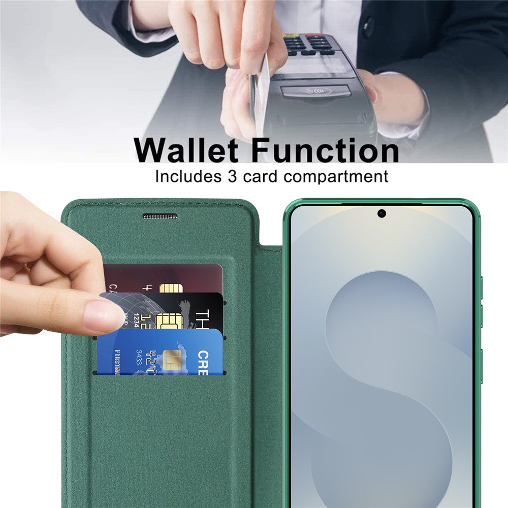 Magnetische Hülle für Samsung Galaxy S26 Ultra mit Kartenfach, RFID-Schutz, Leder & Kameralinsenschutz