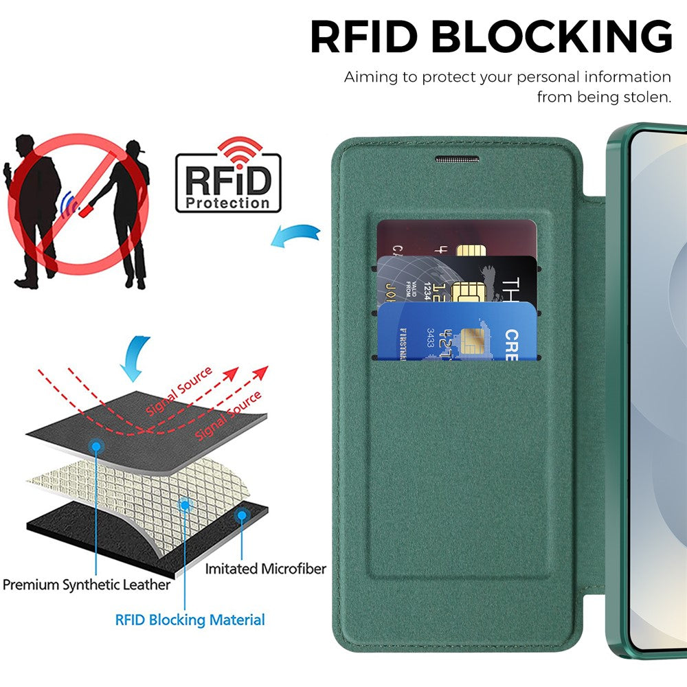Magnetische Hülle für Samsung Galaxy S26 Ultra mit Kartenfach, RFID-Schutz, Leder & Kameralinsenschutz