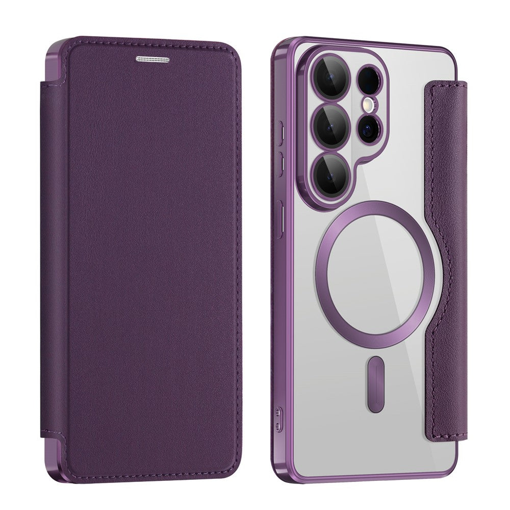 Magnetische Hülle für Samsung Galaxy S26 Ultra mit Kartenfach, RFID-Schutz, Leder & Kameralinsenschutz