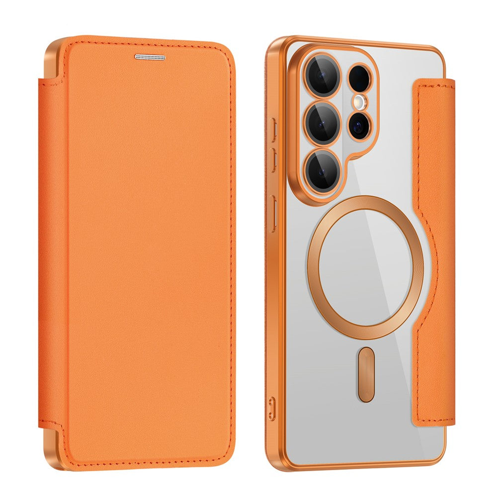 Magnetische Hülle für Samsung Galaxy S26 Ultra mit Kartenfach, RFID-Schutz, Leder & Kameralinsenschutz