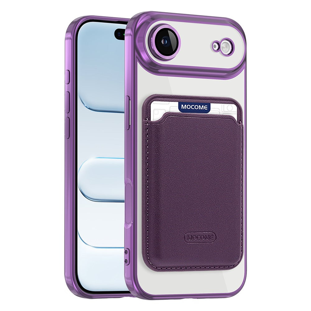 For iPhone Air Case with Detachable Card Holder Compatible with MagSafe Electroplated TPU + PC Phone Cover Built-in Lens Film