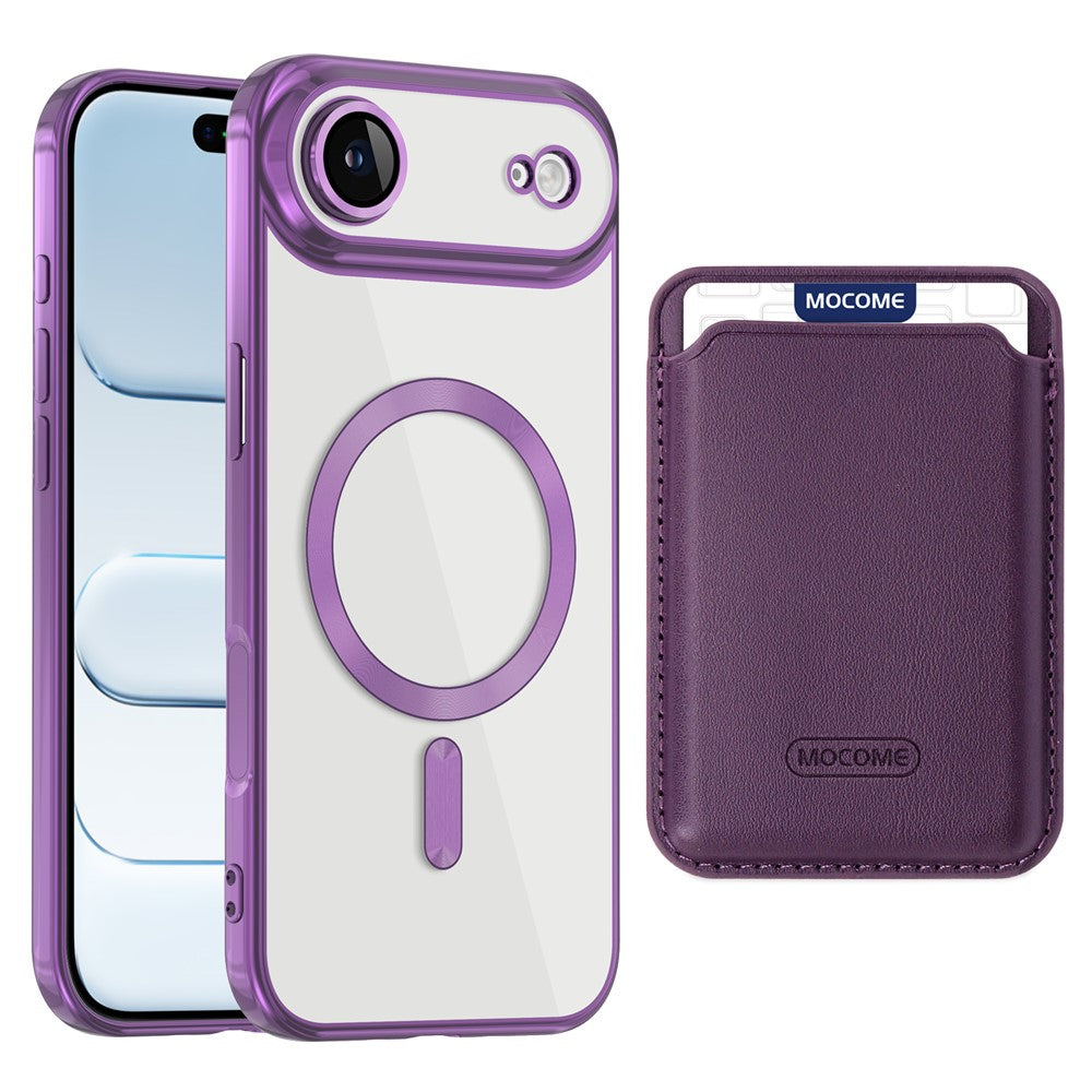 For iPhone Air Case with Detachable Card Holder Compatible with MagSafe Electroplated TPU + PC Phone Cover Built-in Lens Film