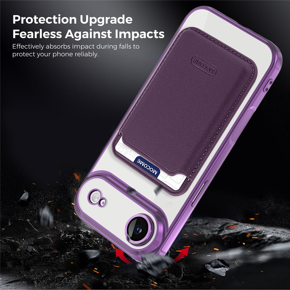 For iPhone Air Case with Detachable Card Holder Compatible with MagSafe Electroplated TPU + PC Phone Cover Built-in Lens Film