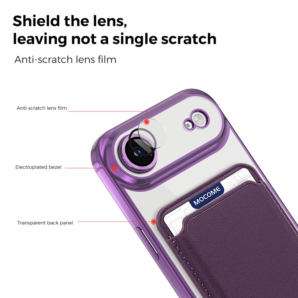 For iPhone Air Case with Detachable Card Holder Compatible with MagSafe Electroplated TPU + PC Phone Cover Built-in Lens Film