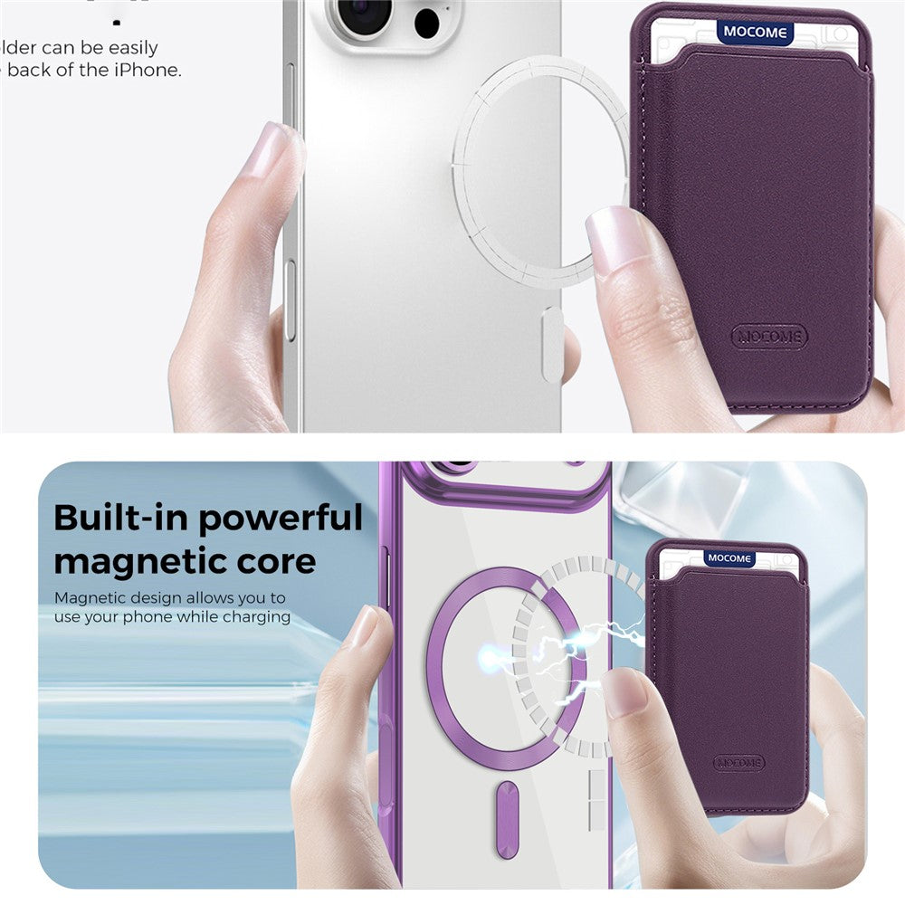 For iPhone Air Case with Detachable Card Holder Compatible with MagSafe Electroplated TPU + PC Phone Cover Built-in Lens Film