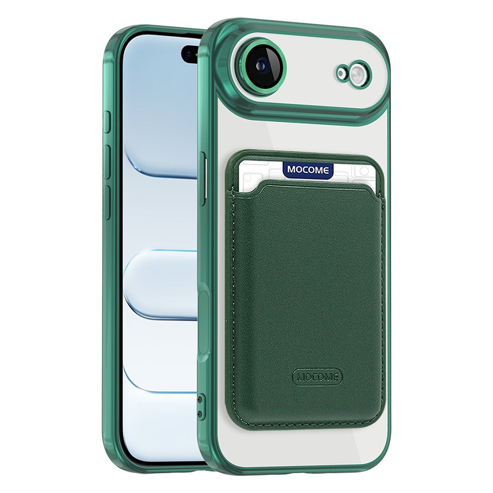 For iPhone Air Case with Detachable Card Holder Compatible with MagSafe Electroplated TPU + PC Phone Cover Built-in Lens Film
