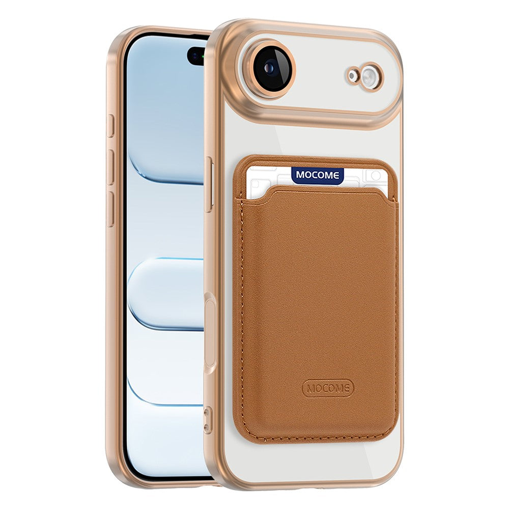 For iPhone Air Case with Detachable Card Holder Compatible with MagSafe Electroplated TPU + PC Phone Cover Built-in Lens Film