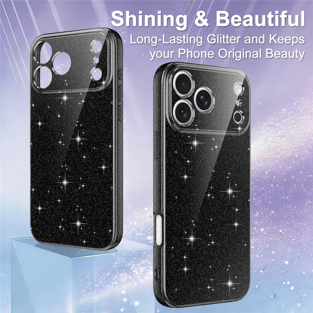For iPhone 17 Pro Max Case Compatible with MagSafe Glitter TPU Shockproof Phone Cover with Wrist Strap