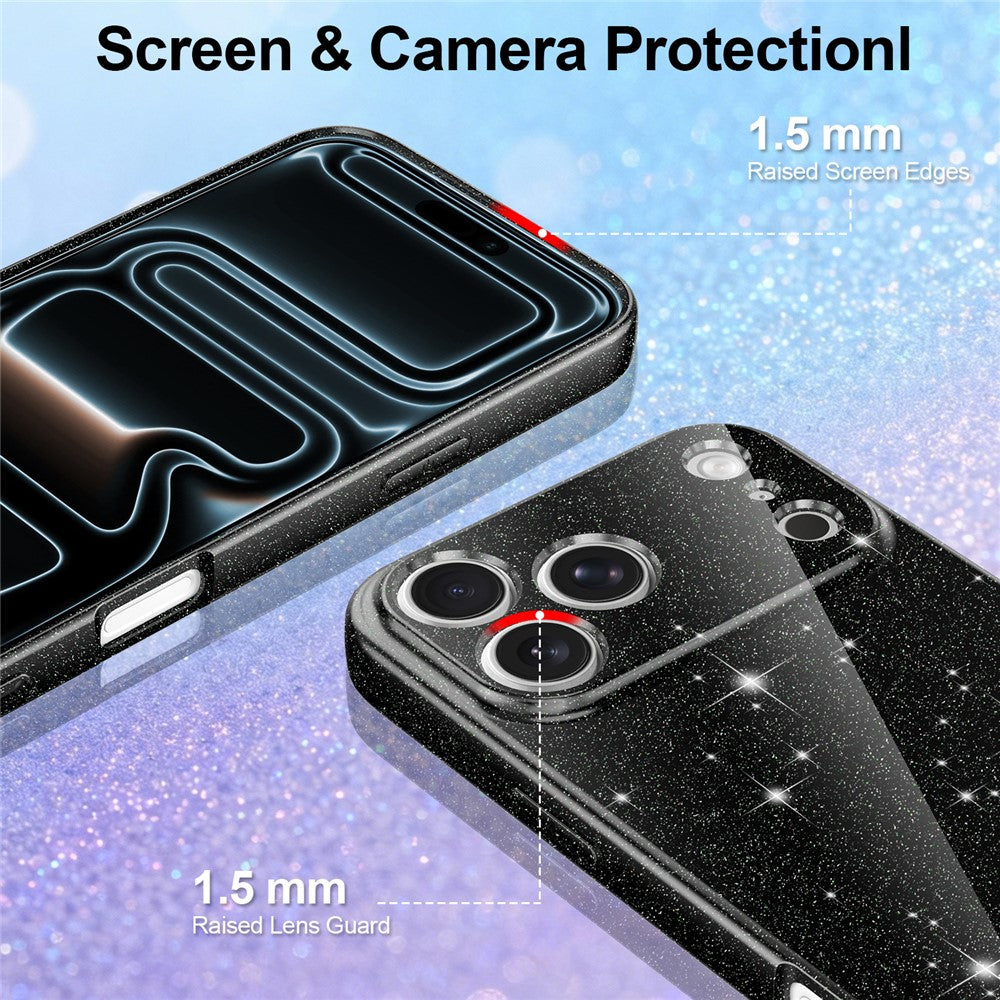 For iPhone 17 Pro Max Case Compatible with MagSafe Glitter TPU Shockproof Phone Cover with Wrist Strap