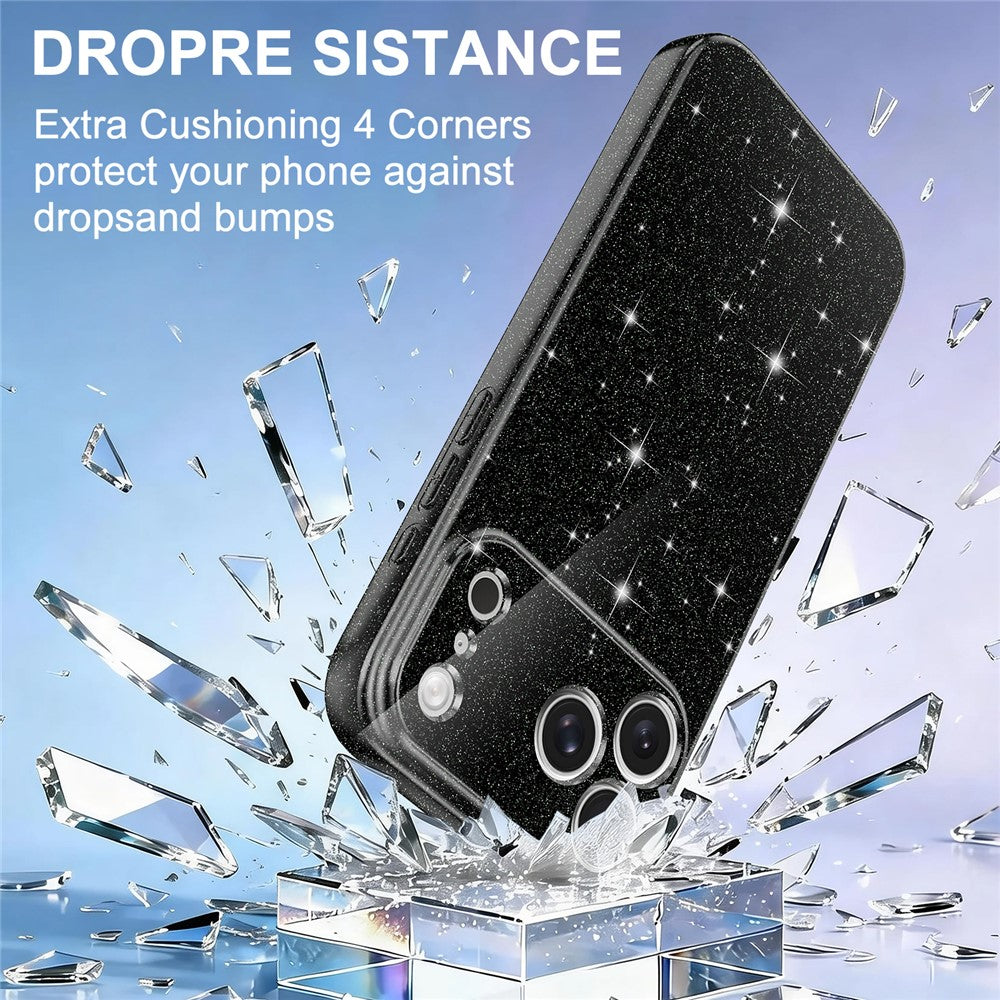For iPhone 17 Pro Max Case Compatible with MagSafe Glitter TPU Shockproof Phone Cover with Wrist Strap