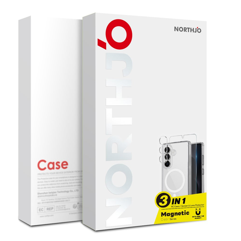NORTHJO For Samsung Galaxy S26 Ultra Magnetic Case PC + TPU Phone Cover Set with Front Screen Protector + Lens Film