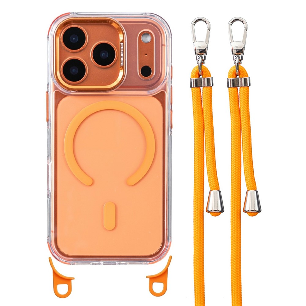 For iPhone 17 Pro Max Magnetic Case Clear Acrylic + TPU Phone Cover Compatible with MagSafe with 150cm Adjustable Lanyard