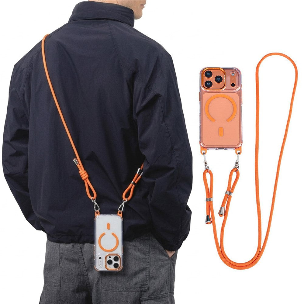 For iPhone 17 Pro Max Magnetic Case Clear Acrylic + TPU Phone Cover Compatible with MagSafe with 150cm Adjustable Lanyard