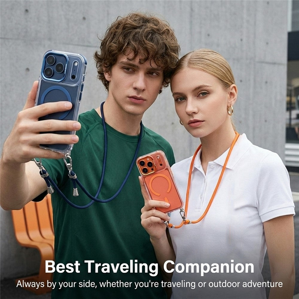 For iPhone 17 Pro Max Magnetic Case Clear Acrylic + TPU Phone Cover Compatible with MagSafe with 150cm Adjustable Lanyard