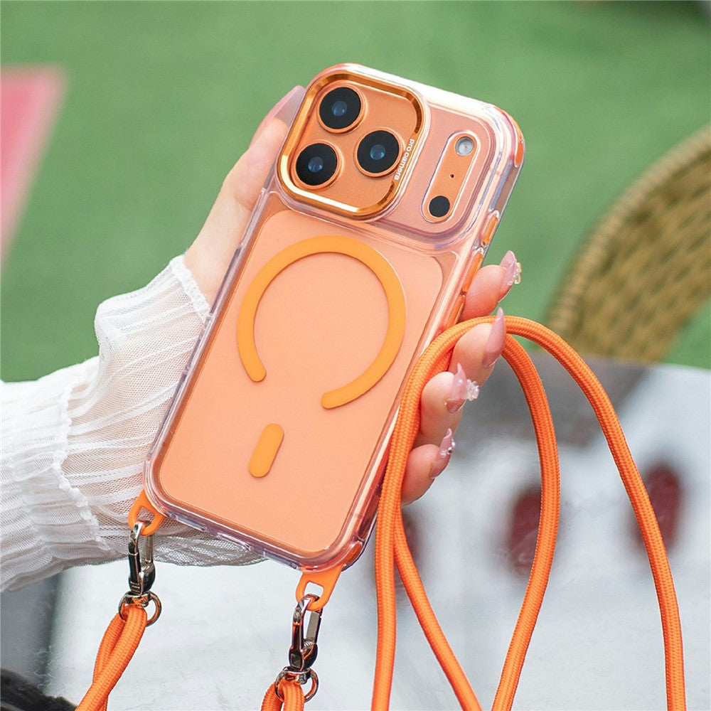 For iPhone 17 Pro Max Magnetic Case Clear Acrylic + TPU Phone Cover Compatible with MagSafe with 150cm Adjustable Lanyard
