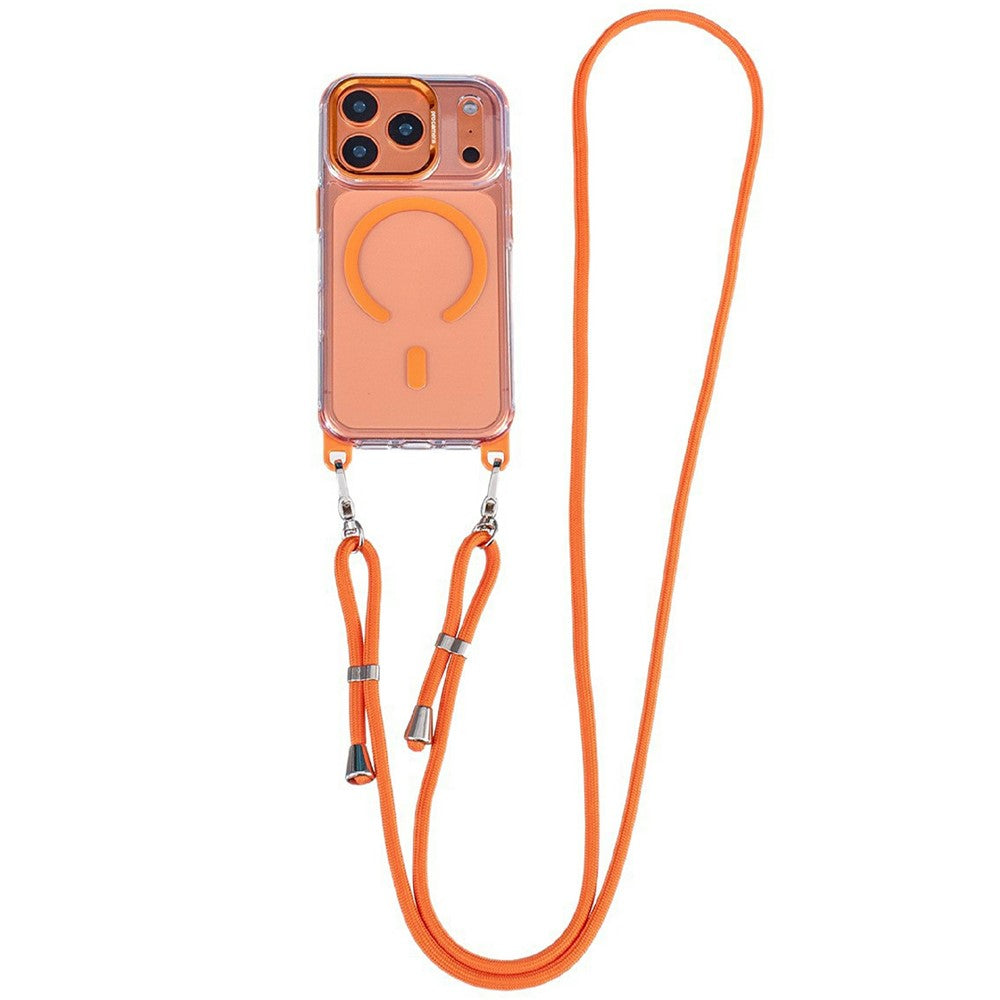 For iPhone 17 Pro Max Magnetic Case Clear Acrylic + TPU Phone Cover Compatible with MagSafe with 150cm Adjustable Lanyard